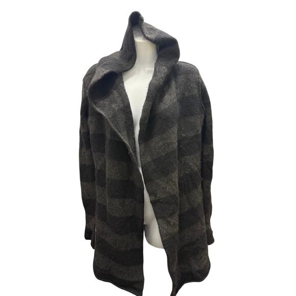Vince Tops - Vince Wool Cashmere Alpaca Womens S Open Hooded Cardigan Sweater Stripe Designer